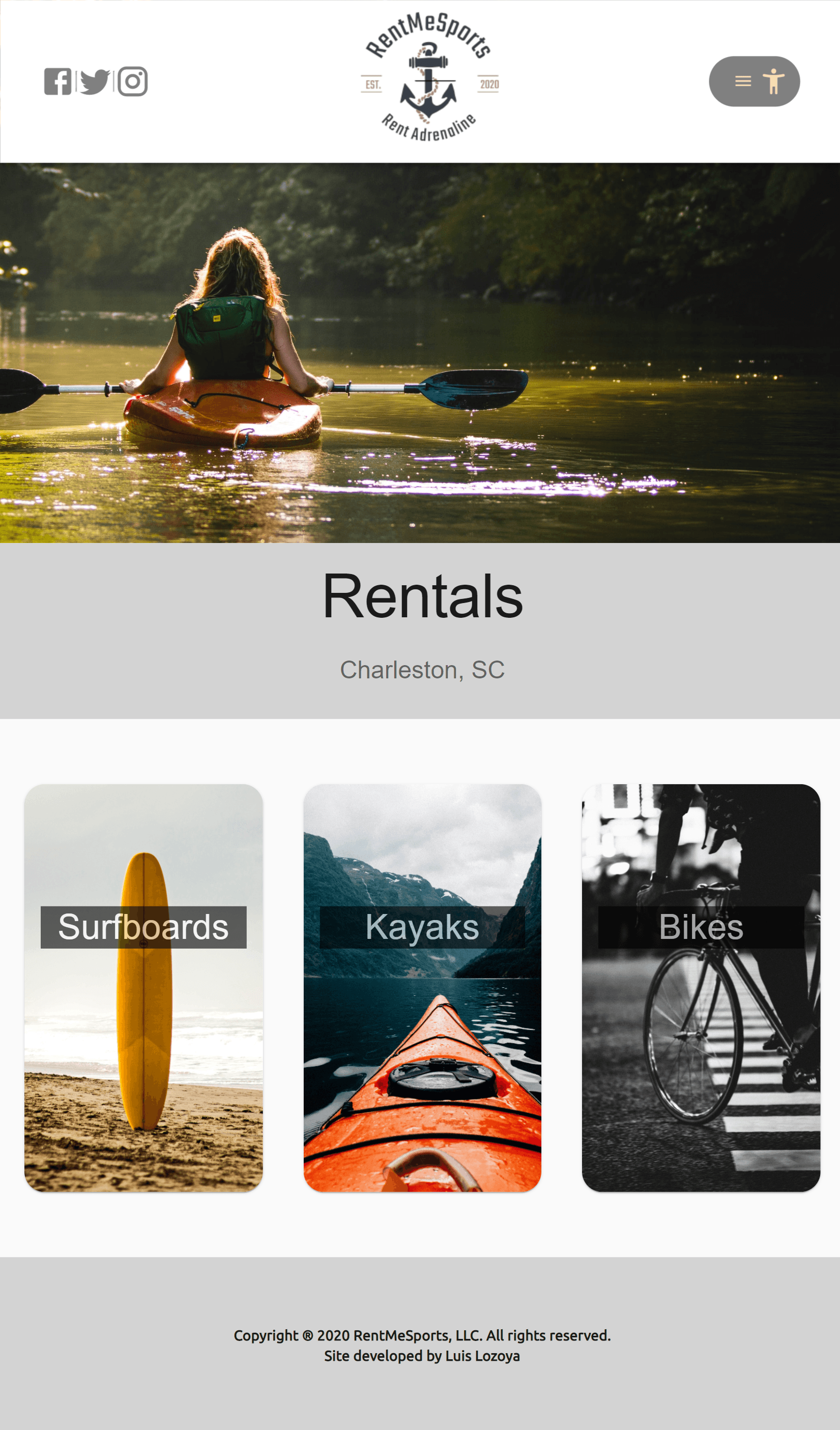 Screenshot of Rental App website