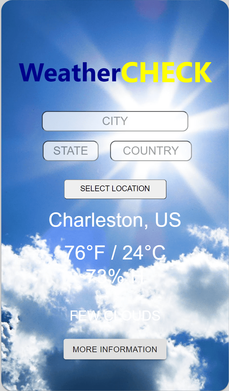 Screenshot of Weather App website