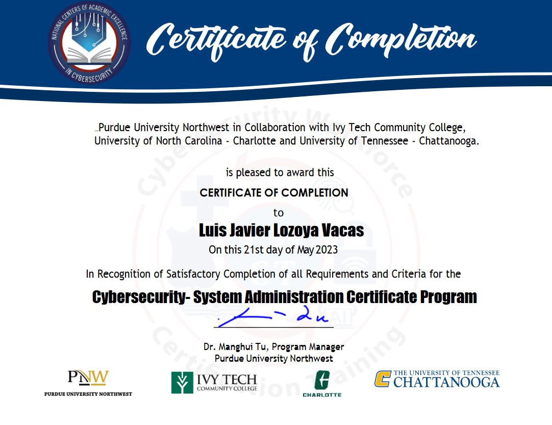 Cybersecurity - System Administration Certificate Program professional certification