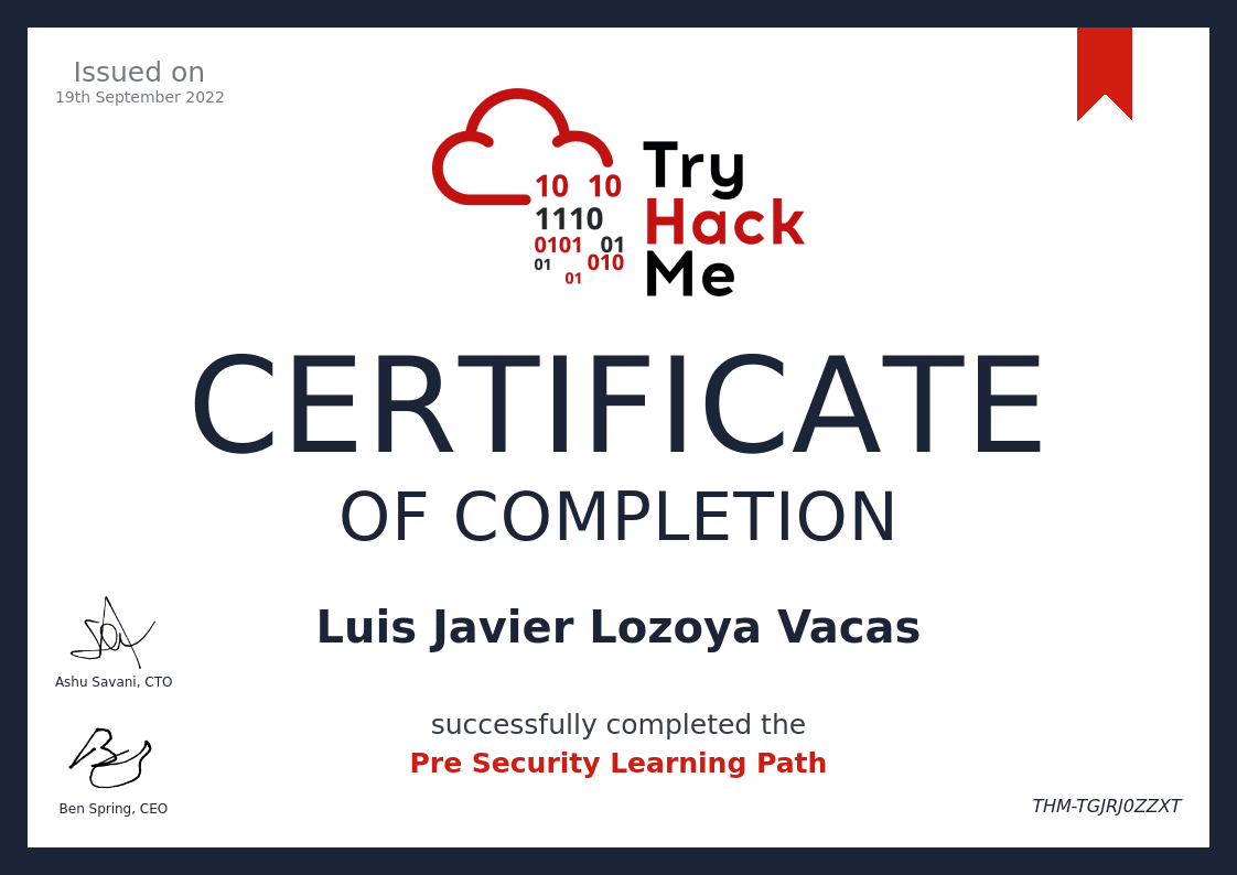 Pre Security - TryHackMe professional certification
