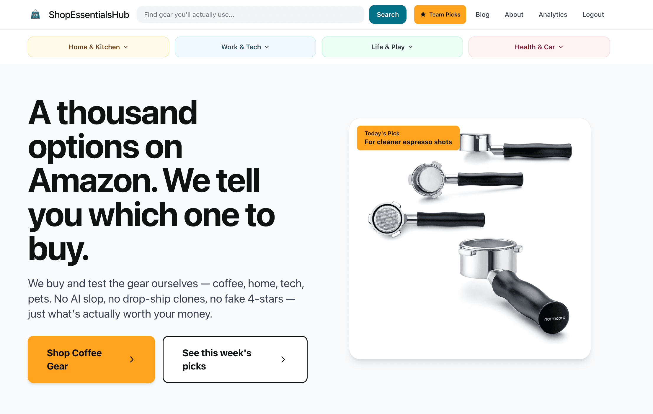 ShopEssentialsHub: Honest Amazon Picks (2025) project screenshot