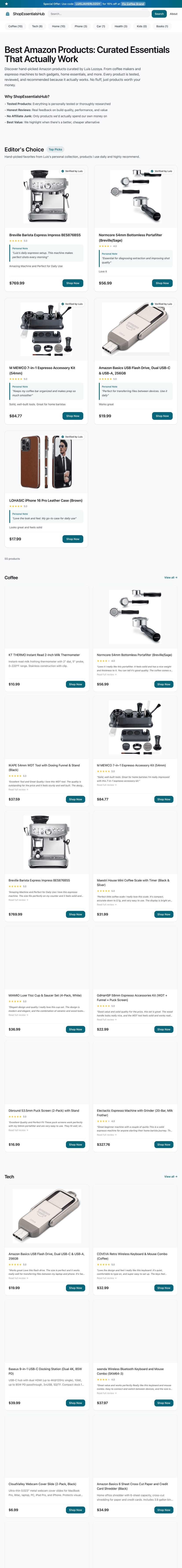 ShopEssentialsHub — Curated Product Recommendation Platform (Independent Project) project screenshot